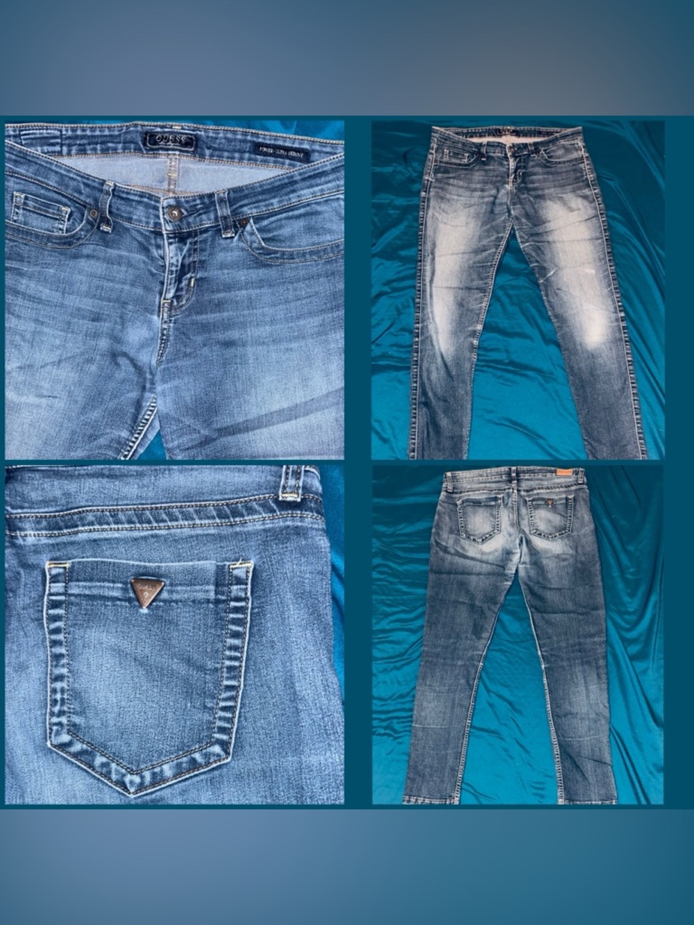 Guess Women's Blue Skinny Jeans with Faded Wash Size 30 Regular